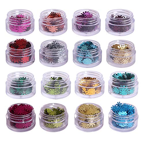 Midas Beautiful & Assorted Colors Glitter Flakes Bottle Perfect for Nail Art, Resin Art and Creative DIY Arts & Crafts – Combo of 16