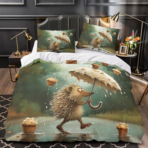Housse de couette hérisson 3D parure de lit 3 pièces Super King