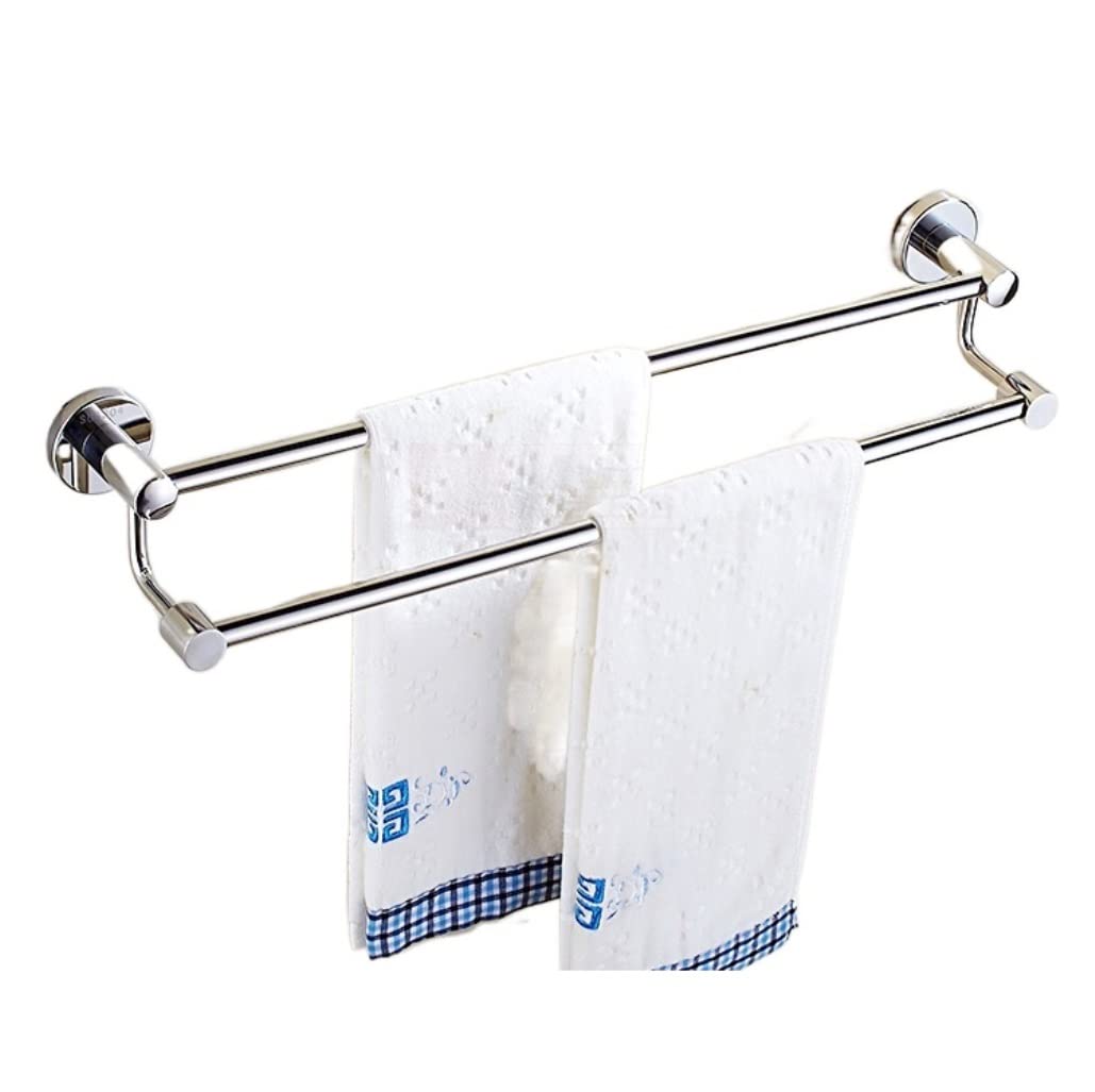 Toallero de pared de doble capa de acero inoxidable con acabado cromado pulido, tamaño de 50 cm