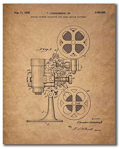 Home Theater Patent Wall Art Prints - Set of 6 Vintage Movie Film Photos