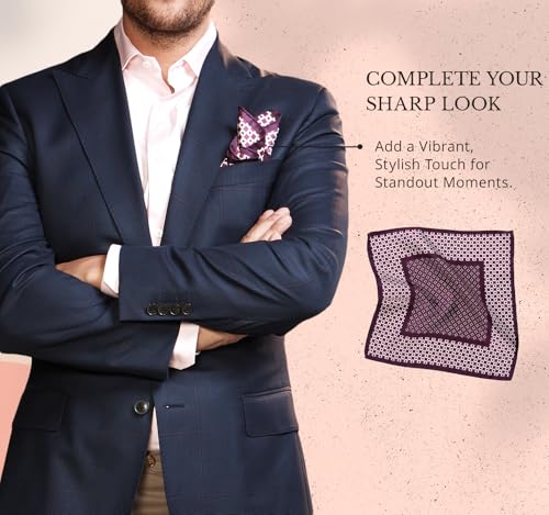 Image of Italian 100% Silk Pocket Square, Premium Small Batch Accessory for Men, 32x32 cm (12.5''x12.5''), One Side Print