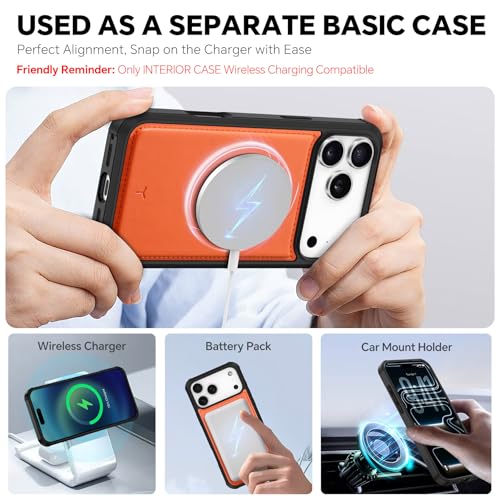 TUCCH Detachable 2-in-1 Case Wallet for iPhone 17 Pro Max 6.9" 2025, Orange by TUCCH - Used condition - Image 4