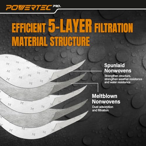 POWERTEC Sacos de vácuo PRO Premium Shop para sujeira úmida e detritos secos de poeira, pacote com 4