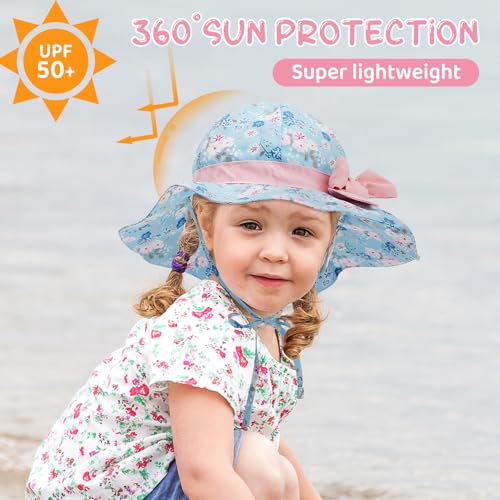 Baby Sun Hat for Toddler Boys & Girls, UPF 50+, Adjustable Wide Brim Bucket Hats, Summer Beach Caps, Ideal for Ages 1-7 Years2