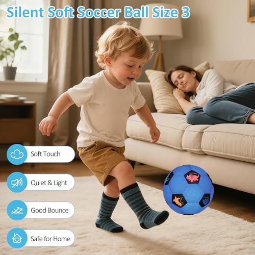 Image of Indoor Soccer Ball Size 3 Silent Soccer Balls Gifts for Beginners, Soft Foam House Training Balls, Lightweight Soccerball with Pump for Home Practice