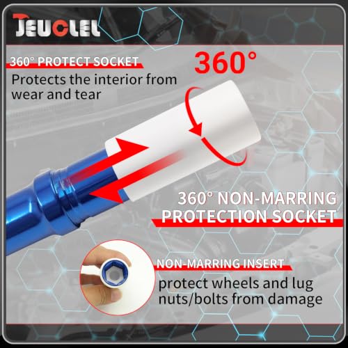 Image of 17mm 1 /2 inch Extra-Long Wheel Protector Impact Socket, Lug Nut Removal | 6 Point, Non-Marring, Thin Wall, Deep Socket, Wheel Protector, Protective Socket, Color-Coded, Cr-Mo Steel, Hand Repair Tool