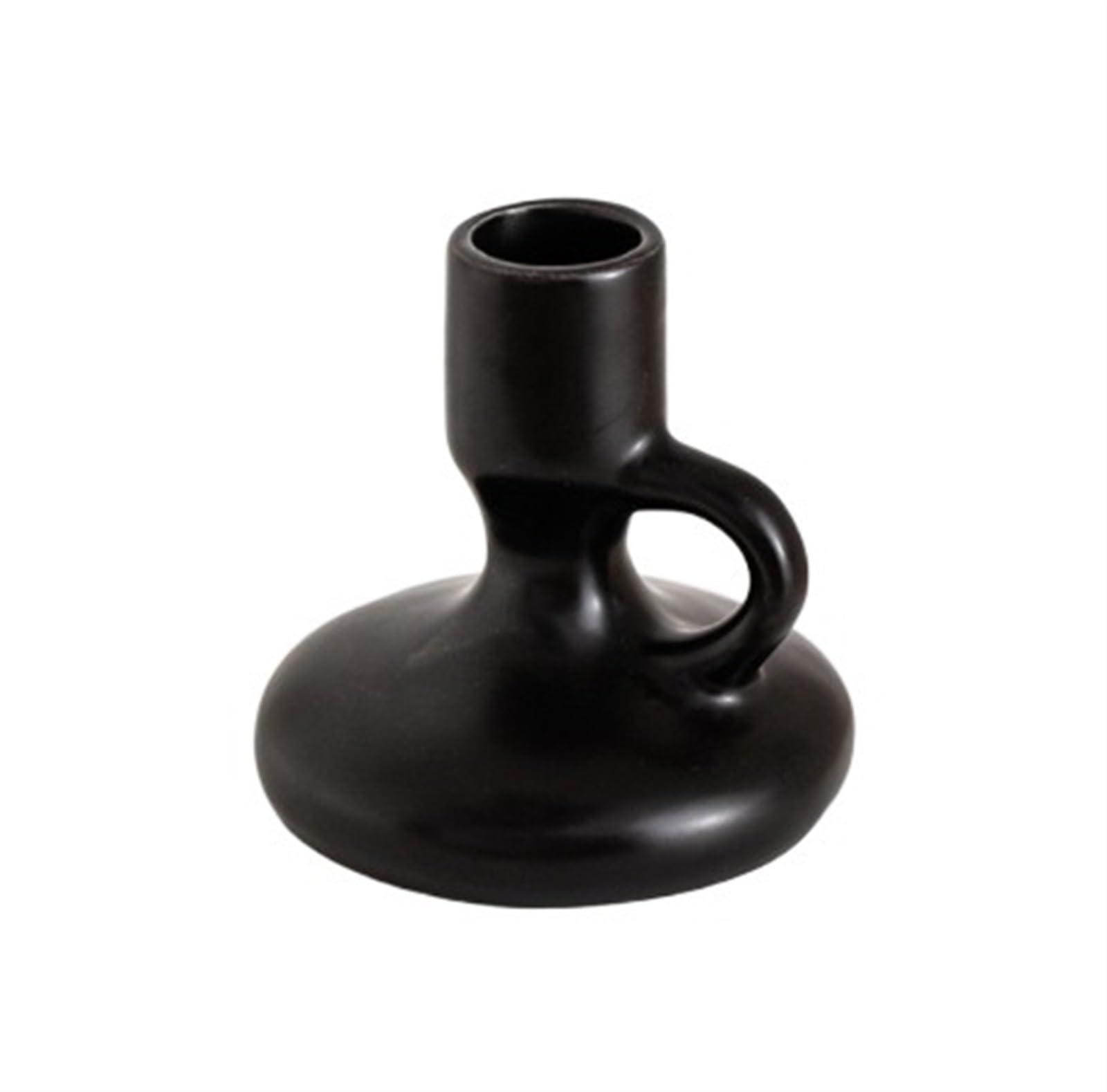 Sturdy Candle Holder Stand Ceramic Candles Holders Minimalist Decor Candlestick For Home Office Dining Table Non Topple(Black,9 * 9.5cm)