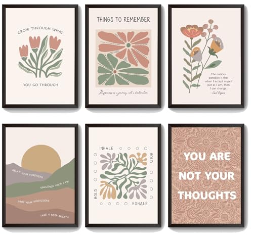 6Pcs Mental Health Canvas Wall Art Mental Health Quotes Poster