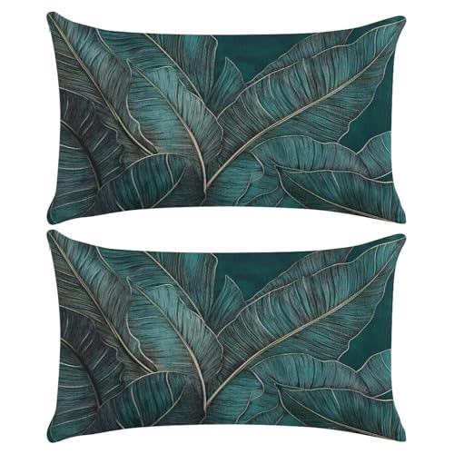 Gjieliness Large Banana Leaves Short Velvet Throw Pillow Covers Set