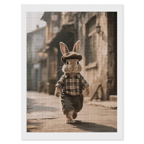 Peinture diamant lapin rétro pour décorer un salon ou une chambre