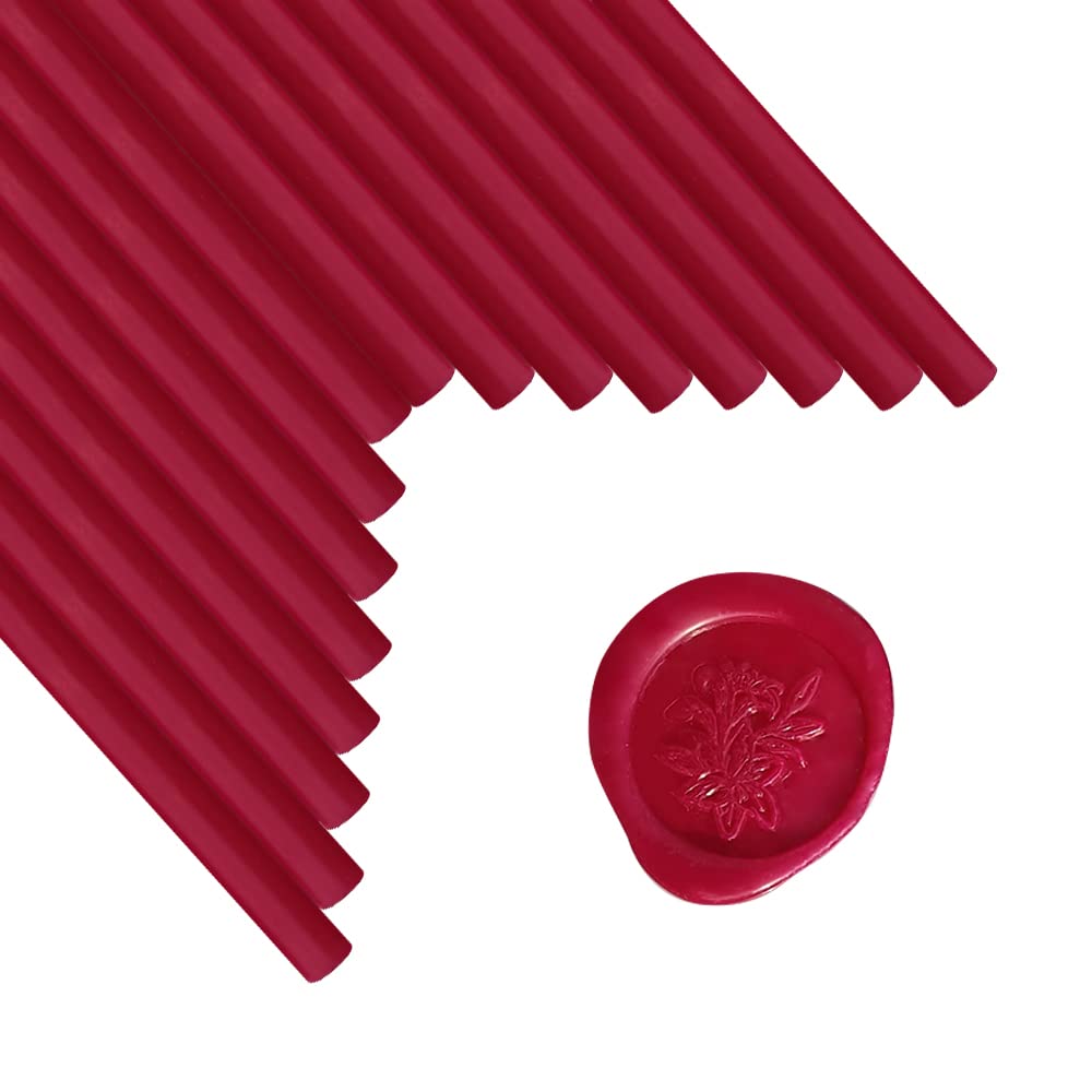 Wax Seal Sticks, ANBOSE 16 Pieces Glue Gun Sealing Wax Sticks for Wax Seal Stamp, Wine Red Wax Seal Stick for 0.44 Inch Glue Gun, for Wedding Invitations, Cards, Envelopes