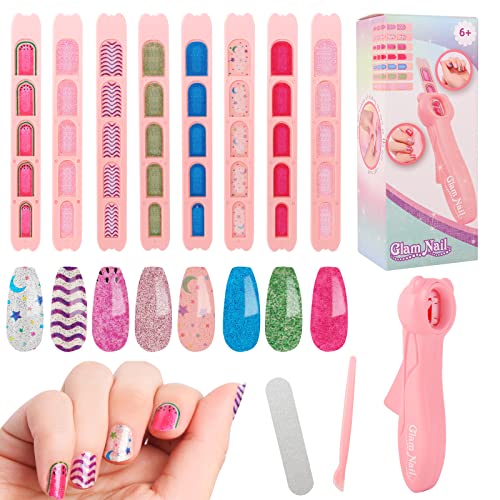 Dereine Nagelsticker Kinder Mädchen, Fingernägel für Kinder, Nagelfolie Selbstklebend mit Nagelkunstwerkzeugen-Einfach zu Bedienen, Geburtstagsgeschenke für Mädchen, Beliebtes Kinderspielzeug Cover