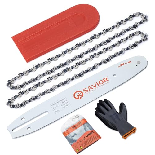 Savior Lot de 2 Chaînes de tronçonneuse avec Protège-guide et Guide de 25 cm - 3/8