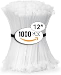ALBO Cravates Zip Noir 12 1 cm 1000 Pack câble en plastique long est épais 0.19 C'est un poids lourd. 50 Voir lb UV Cravates en Nylon résistants pour intérieur et extérieur
