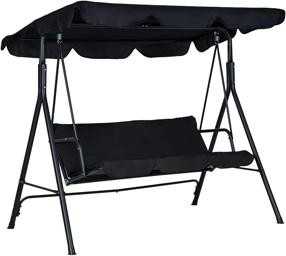 Dondolo Giardino 3 Posti Con Tetto Parasole | Acciaio E Tessuto Impermeabile | Per Terrazzo E Balcone - Foto 5