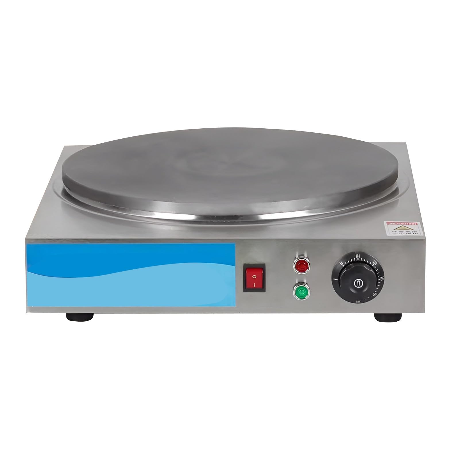 Máquina para hacer crepes comercial, máquina para hacer crepes eléctrica, control de temperatura ajustable, superficie de cocción de hierro fundido espesado,40cm/15.7in-Square