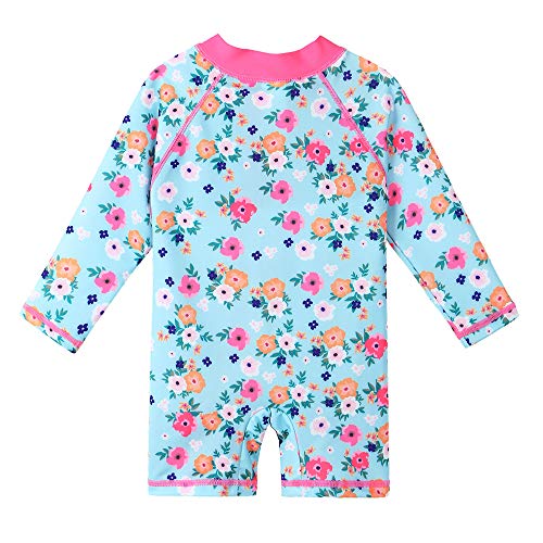 Image of HUAANIUE Toddler Girl Swimsuit Long Sleeve UPF50+ Sun Protection | Easy zipper for quick changes, Full UPF50+ coverage-play all day without sunburn worry, Perfect for beach & pool days.