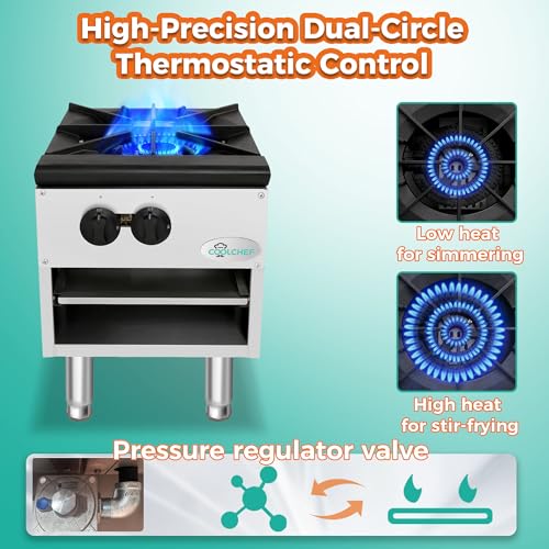 Image of 18 Inch 80,000 BTU Hot Plate, Heavy Duty Burner, Stainless Steel Commercial Gas Stove, NG /LP Convertible, ETL Certified