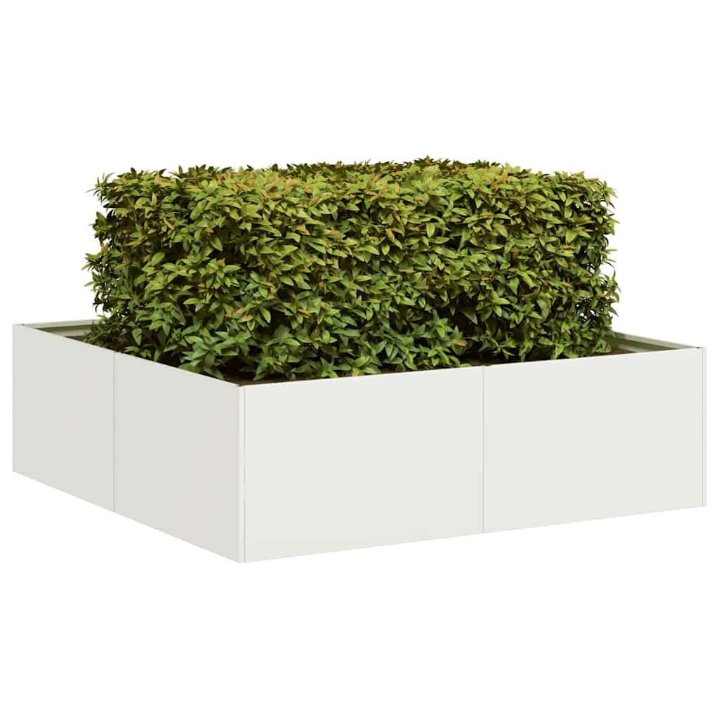 vidaXL Pflanzkübel Weiß 100x100x30 cm Stahl, Pflanzschale, Garten-Garten-Pflanzkübel, Outdoor-Pflanzgefäß, Hochbeet, Pflanzgefäß, Blumenkasten