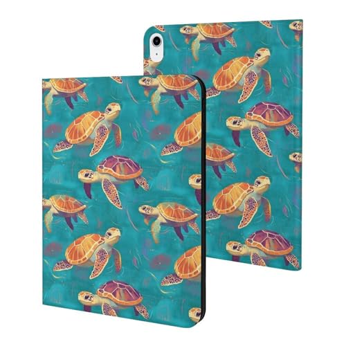Protection iPad 2025 tortue orange idéale pour le télétravail et les voyages
