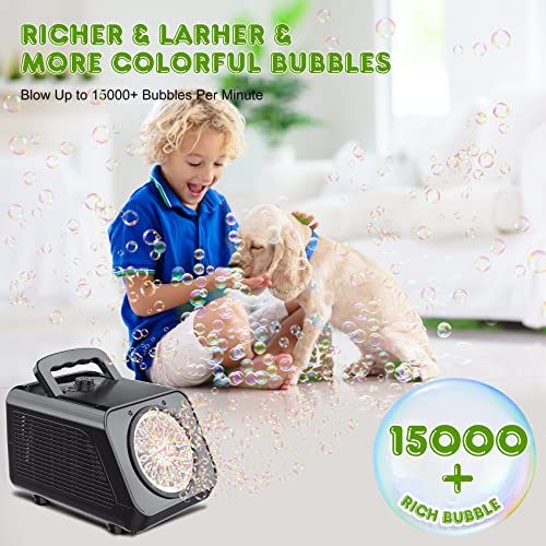 Bubble Machine Automatic Bubble Blower For Kids: 15000+ Bubbles Per Minute Bubble Maker For Kids Toddlers| Zerhunt 2023 Upgrade Portable Bubble Machine Toys For Indoor Outdoor Birthday Parties（Black） #TOP3