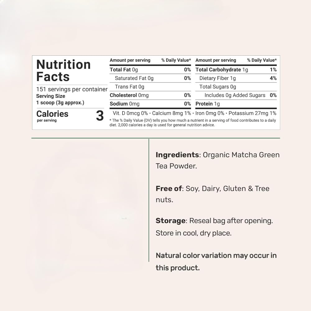Premium Culinary Grade USDA-Certified Organic Matcha 100 Pure Green Tea Powder Perfect for Lattes Smoothies Desserts and Baking — view 2