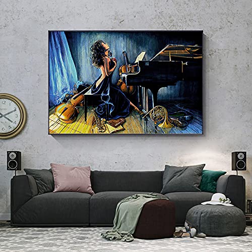Impression sur toile violoncelle art rétro haut de gamme 35x50cm