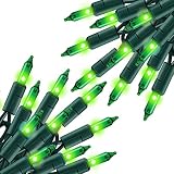 Green Christmas Lights, 2 Pack 20FT 100 Count Incandescent Christmas Mini String Lights, Waterproof