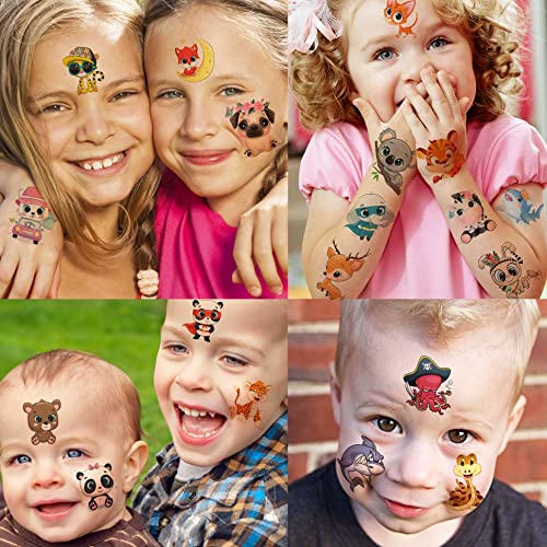 Yezunir 50 Pcs 3D Cute Animals Temporary Tattoos For Kids Girls Boys, Cartoon Animals Lion Dog Cat Zoo Fake Tattoo Sticker Children Toddler Birthday Gifts, Teens Tatoos Party Favors Sets Supplies #TOP5