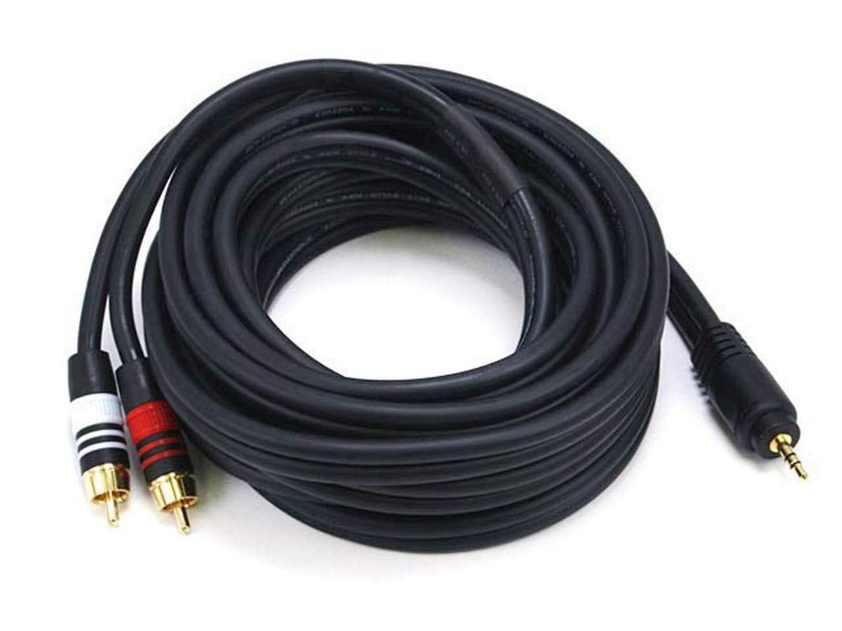 Monoprice 105602 35-Feet Premium Stereo Macho a 2RCA Macho 22AWG Cable - Negro
