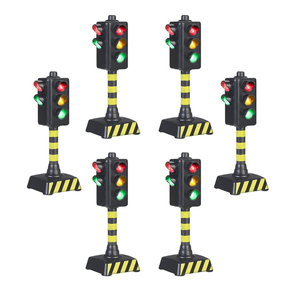 TOYANDONA6Pcs Kids Traffic Light Toy Mini Traffic Crosswalk Light Model Toy Early Education Playset for Child Toddler Random Pattern