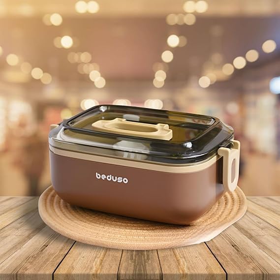 Image of Insulated Stainless Steel Lunch Box for Office & Kids (1000ml) | Airtight Leak-Proof Japaneese Bento Lunch Box with Spoon | Tiffin Box for Boys, Girls, Men & Women (1-Pc)