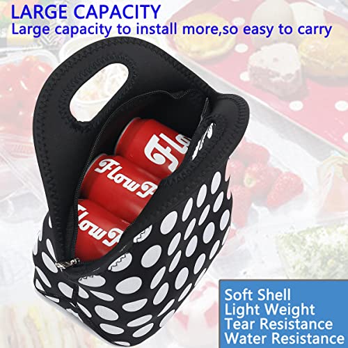 Flowfly Neoprene Kids Lunch Box Insulated Soft Bag Mini Cooler Thermal Meal Tote Kit For Boys, Girls,Men,Women,School,Work, Office, Dot #TOP3
