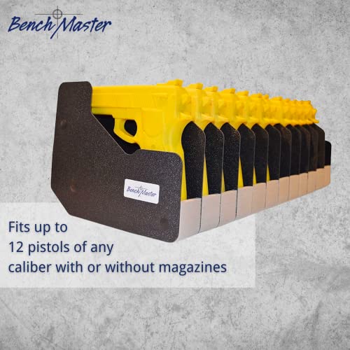 Benchmaster Pistol Rack, Handgun Safe Storage, Holds 12 Pistols, Secure Gun Holder Organizer, Kydex And High-Density Foam, No Metal, Lightweight, Sturdy, No Flex, Made In Usa #TOP3