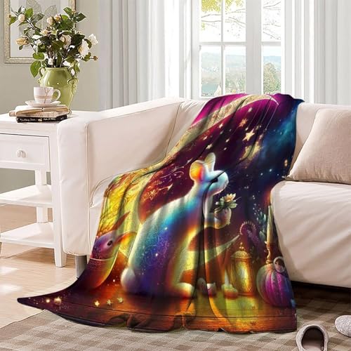 Couverture lapin peluche chaude à impression 3D relief et microfibre douce - 4