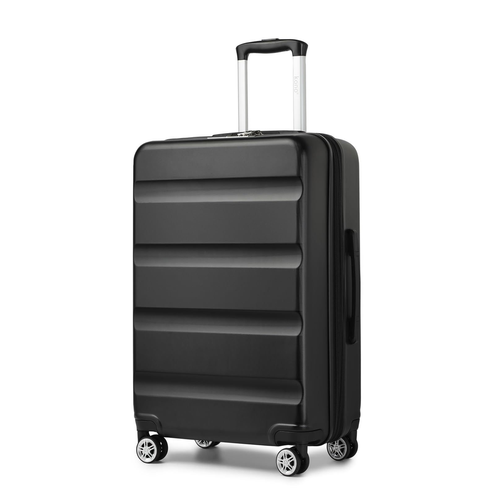 Kono 24 Inch Expandable Spinner Luggage with Wheels Hardshell Medium Checked Suitcase TSA Lock Black
