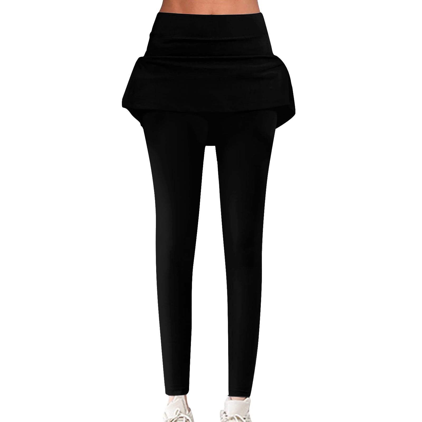Damen Sport Leggings Mit Rock, Sportrock Damen Mit Hose, 2 In 1 Tennisrock Rock Mit Hose Lange Sporthose Trainingshose Radlerhose Langlaufhose Sportleggings Für Damen Lang