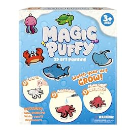 Artnedu 3D Art Kit-Magic Puffy Paint Kit,Ocean Theme,DIY Color Activity