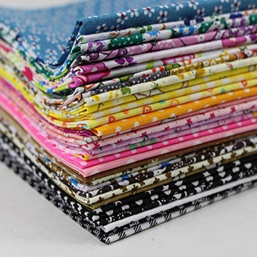 aufodara 35pcs Fabric Patchwork Cotton Craft Material Mixed Squares Bundle Sewing Quilting Scrapbooking DIY Handmade, 25 x 25 cm