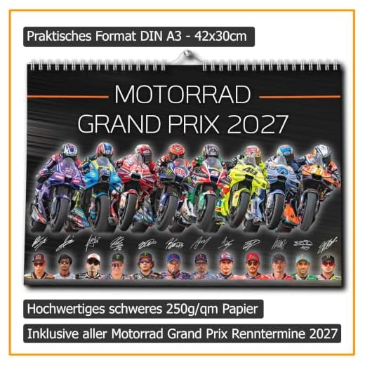 Motorrad Grand Prix Kalender 2026 - Premium Wandkalender - MotoGP