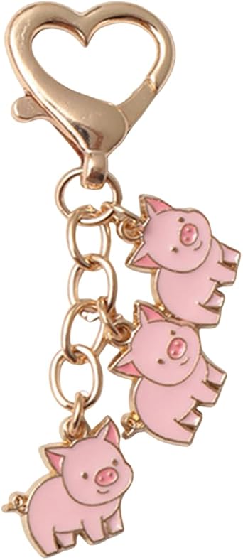 Cute Puppy Dog Charm Keychains Heart-Shaped Buckle Horse Pig Cow Animal Pendant Keyring Keychain Gifts
