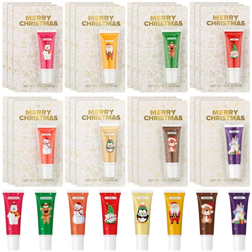 Image of 24 Pcs Christmas Scented Lip Balms Natural Balms Bulk Moisturizing Lip Balm for Dry Cracked Lips Christmas Party Gifts Stocking Stuffers for Women Men Girl Staff Coworkers Teacher