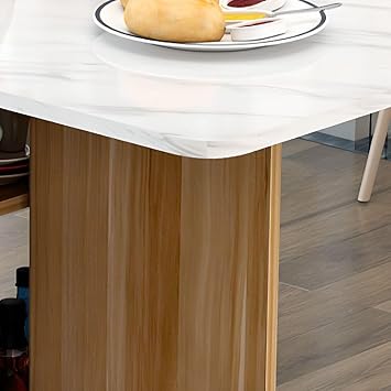 LAKIQ Modern Foldable Dining Table with Wheels and 2-Layer Storage Shelf Manufactured Wood Extendable Rectangular Folding Dining Table with Drop Leaf 47 L x 23.5 W x 30 H (Natural)