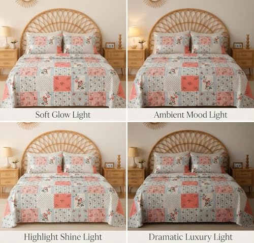 Image of HOMEKART 210 TC Cotton Double Bedsheet with 2 Pillow Covers | Soft & Breathable Luxury Bedding | Floral Printed Bed Sheet for Double Bed | 90 x 100 Inches | Pastel Heritage Patchwork