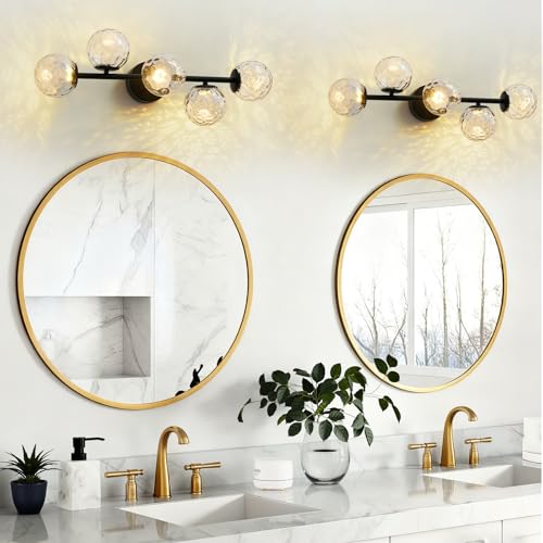 Image of LED Bathroom Vanity Light Fixtures,Modern Black Makeup Bathroom Lighting