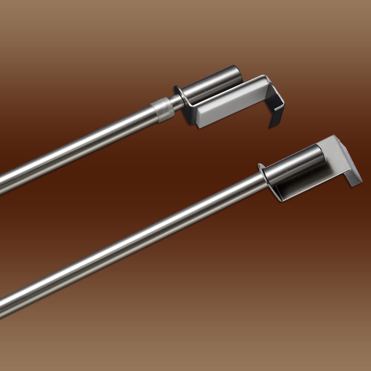 Spannstange Gardinenstange Nenette edelstahlfarben Spannfix-Stange ausziehbar mit Endstück Zylinder Durchmesser 9 mm, Länge 90-130 cm