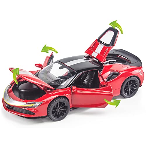 Image of 1:32 Die Cast Metal Car Sf90 Model Car Light Sound Pull Back Car Toy for Boy 2 Year&Above,Multi