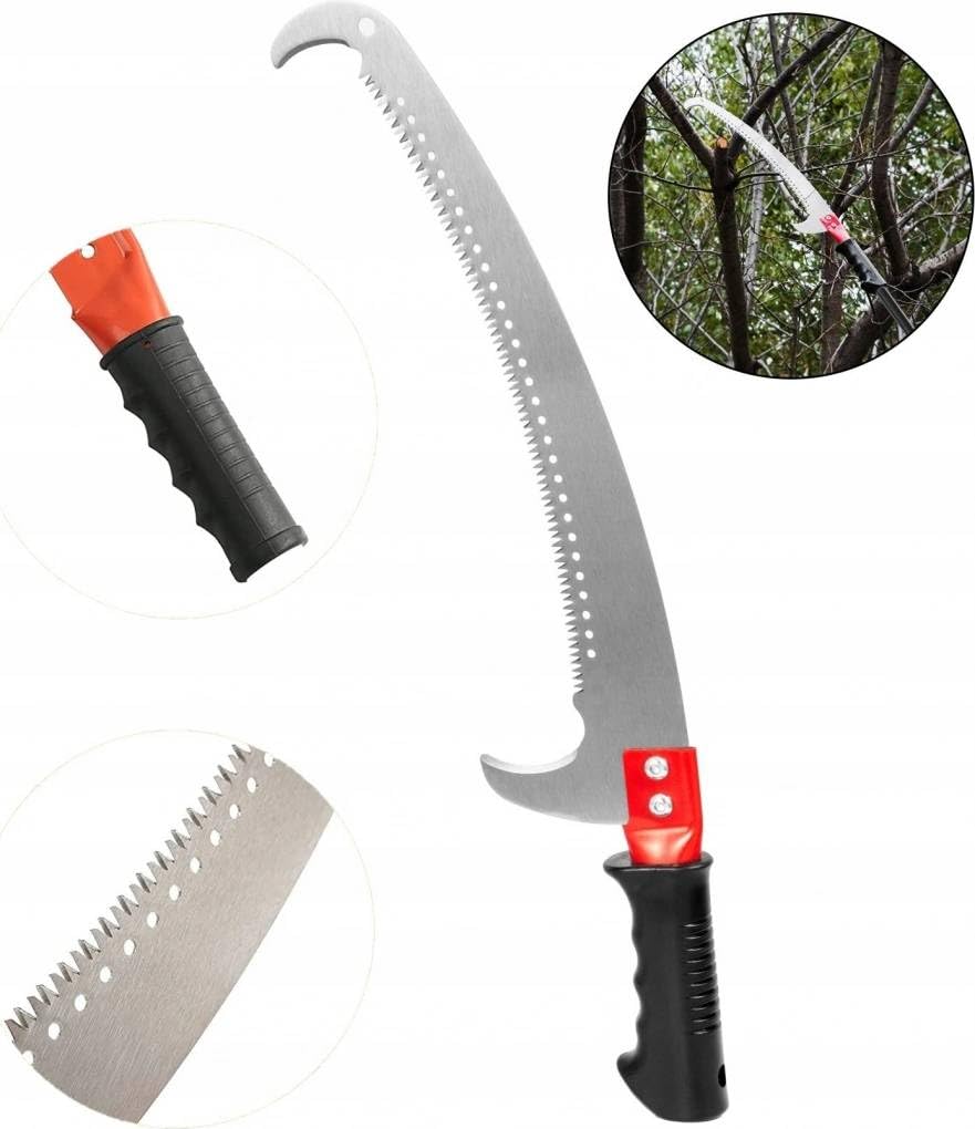 Serrucho de Poda Japonés con Gancho para Pértiga – Sierra Curva Profesional para Podar Árboles y Ramas Altas – Hoja Dentada de Acero para Jardinería, Agricultura y Mantenimiento - Sierra Podar Pro
