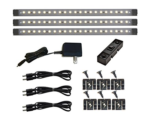 Under Cabinet 21 LED Light Set - 3 Panels - Pro Series - Deluxe Kit - Pure White | (Inline Dimmer...