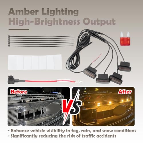 4Pcs luces LED ámbar universales para rejilla frontal miniatura 4